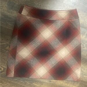 LOFT Plaid Mini Skirt in Red and Brown